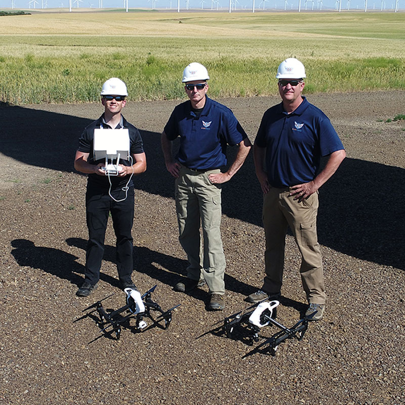 Everdrone Team scanning Wind Turbines with Drones