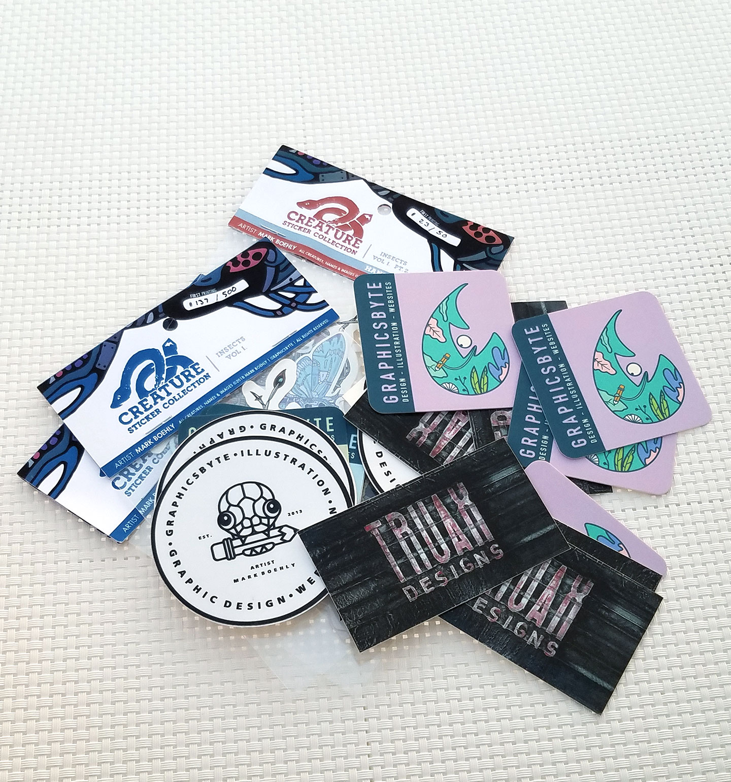 Brand Collateral -Graphicsbyte Creative Stickers and Business Cards by Mark Sheldon Boehly - Truax Designs