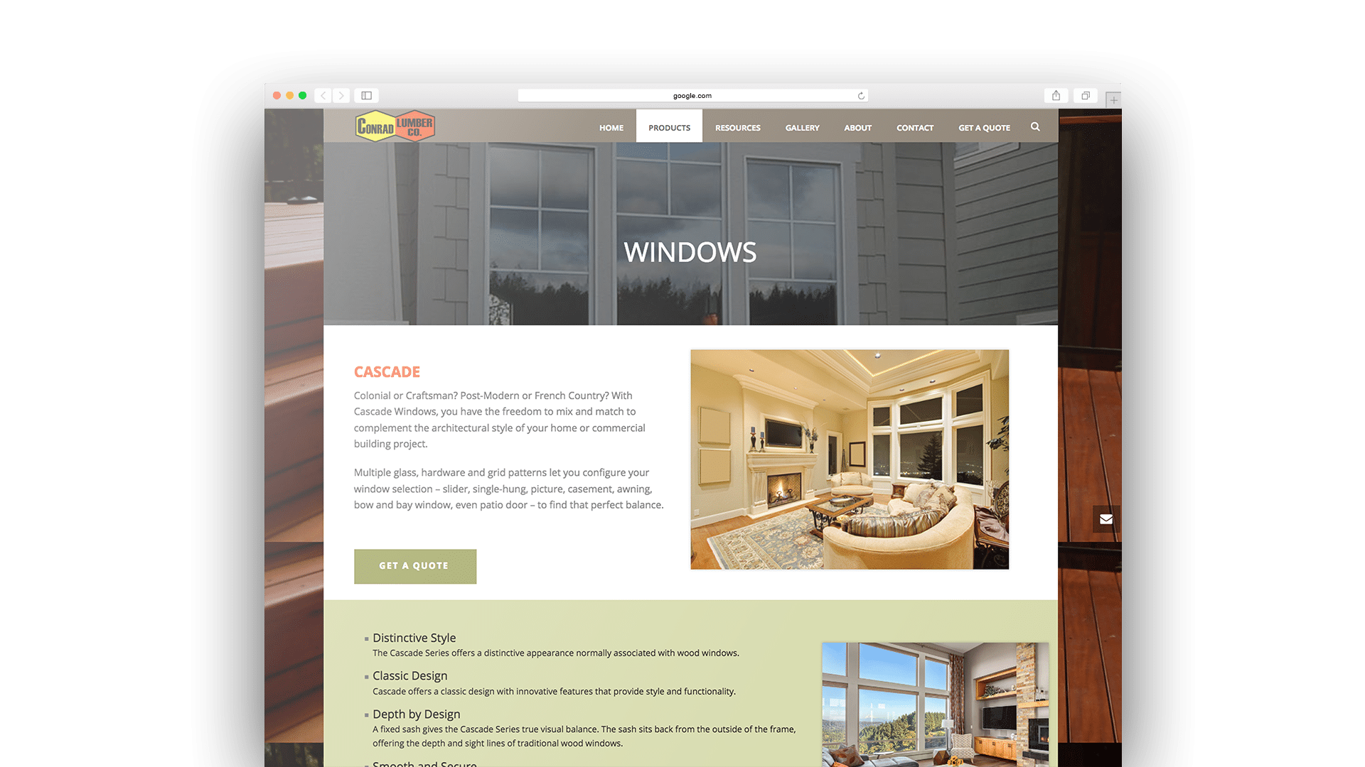 Conrad Lumber web design by Graphicsbyte Creative