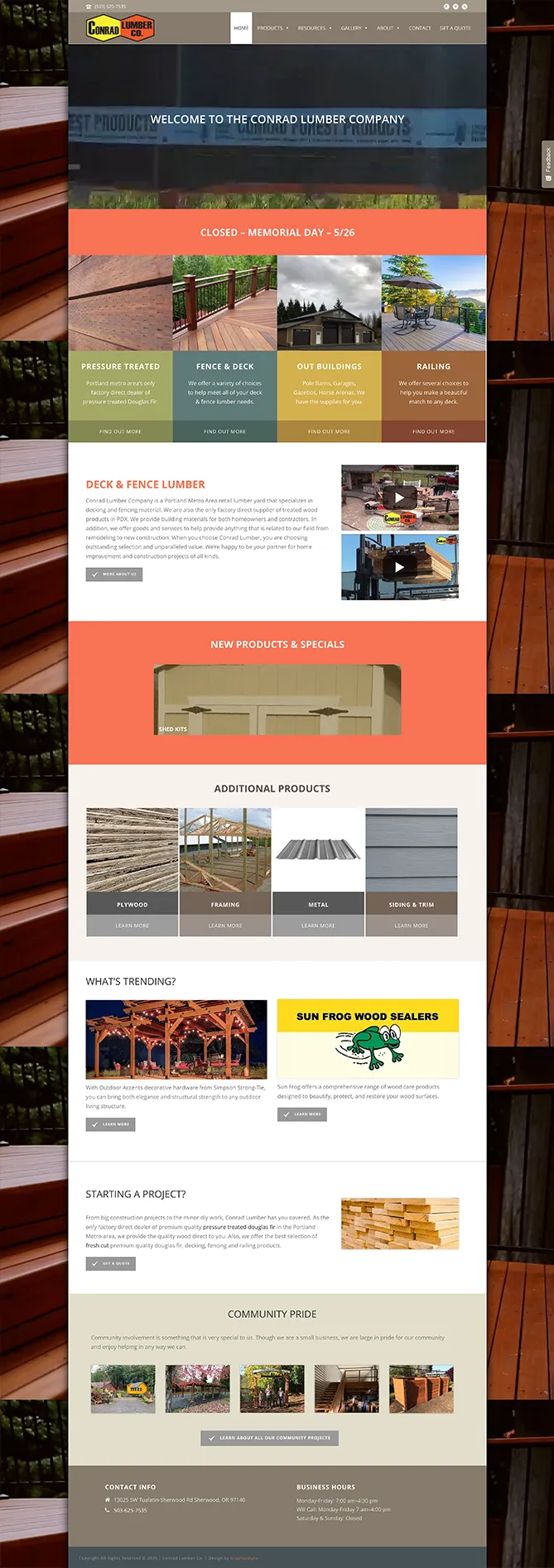 Conrad Lumber Co. Website Homepage - Graphicsbyte