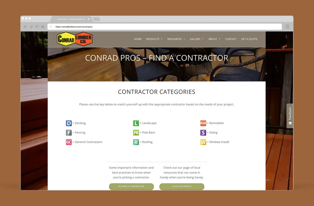 Find a contractor - Conrad Lumber Co - Graphicsbyte