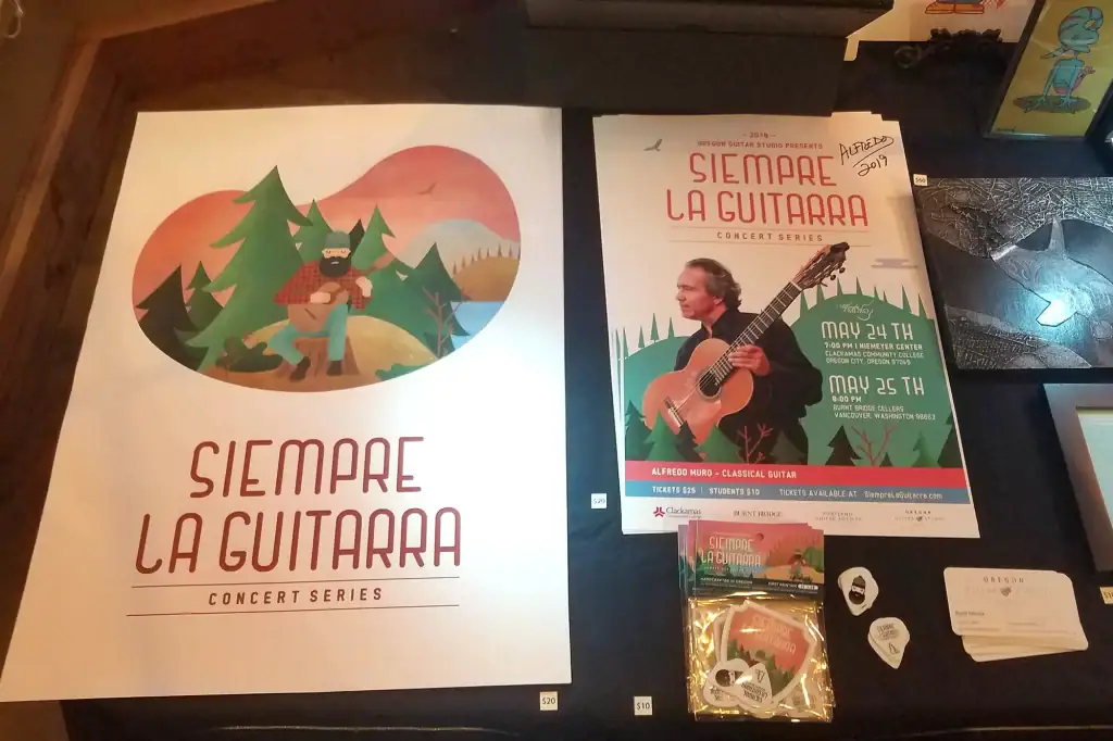 Signed Siempre La Guitarra Merch Table Posters & Guitar Pick Sticker Packs - Alfredo Muro - Graphicsbyte