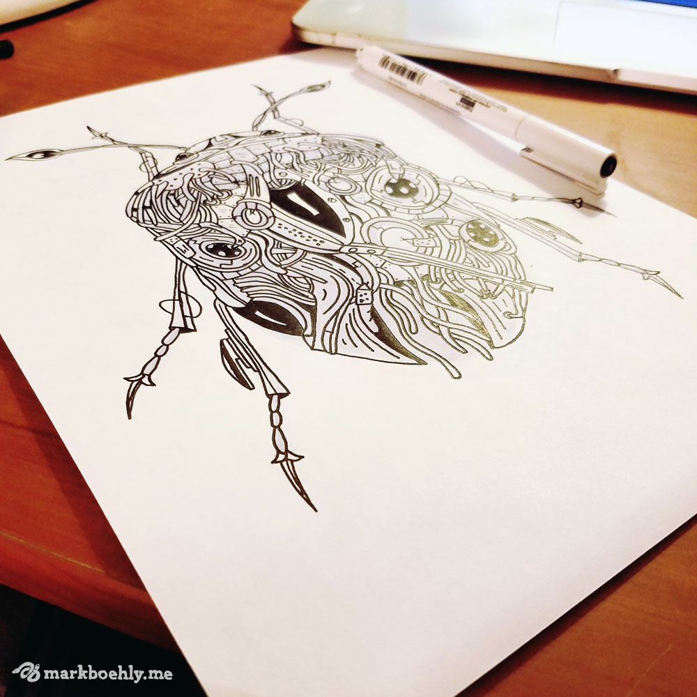 Cyborg Bug Sketch by Mark Sheldon Boehly