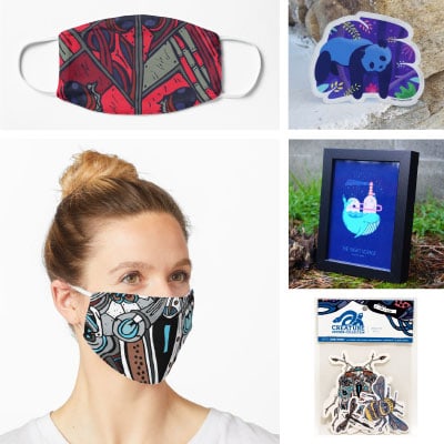 Prints and Covid-19 Masks designed by Graphicsbyte - Mark Sheldon Boehly