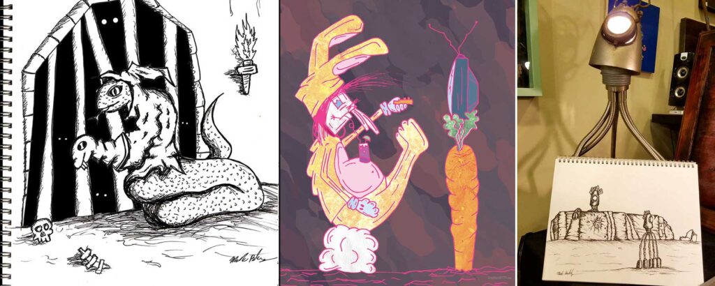 Character Design by Mark Sheldon Boehly - Graphicsbyte Creative - Rabbit - Snake Puppet - Truax Designs Robot Sketch
