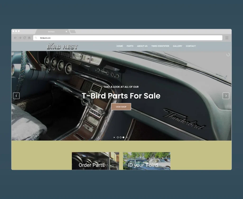 Bird Nest tbirdparts.com Website developed by Graphicsbyte