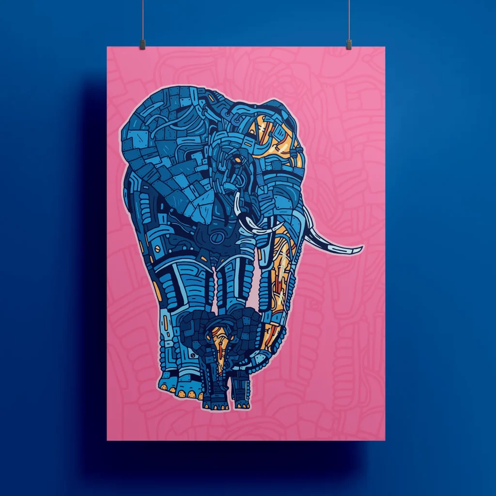 Elephant Guardian Poster - Illustrated by Mark Boehly - Graphicsbyte