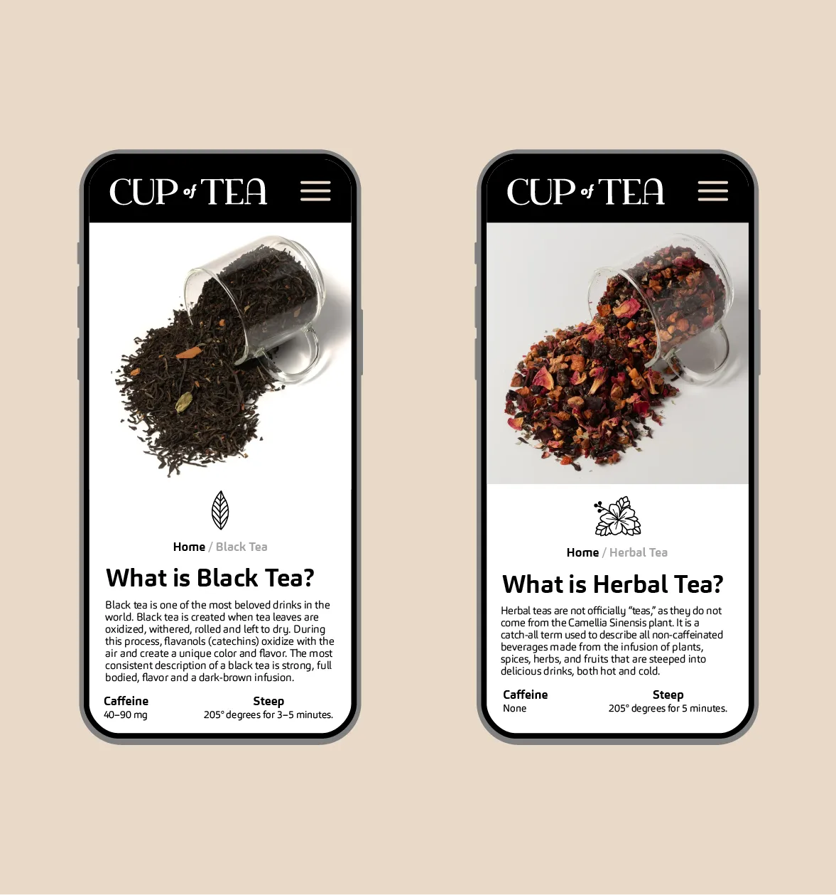 Web Design - Cup of Tea Mobile - Graphicsbyte - Mark Boehly