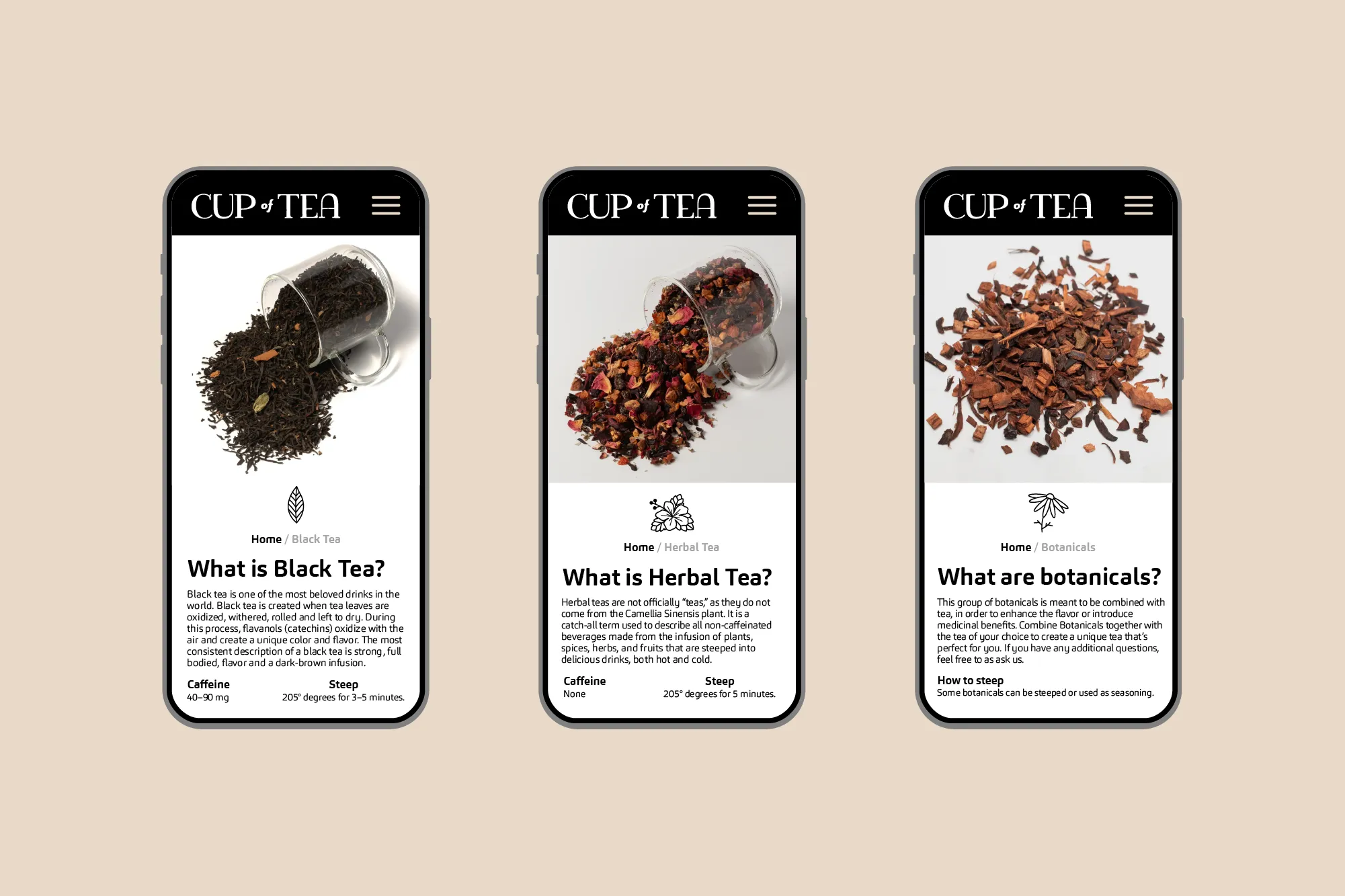 Web Design - Cup of Tea Mobile - Graphicsbyte - Mark Boehly