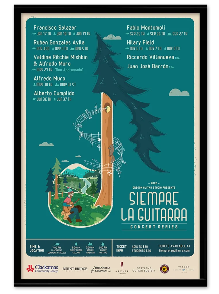 Siempre La Guitarra Eighth Note Poster - Illustrated by Mark Boehly - Graphicsbyte