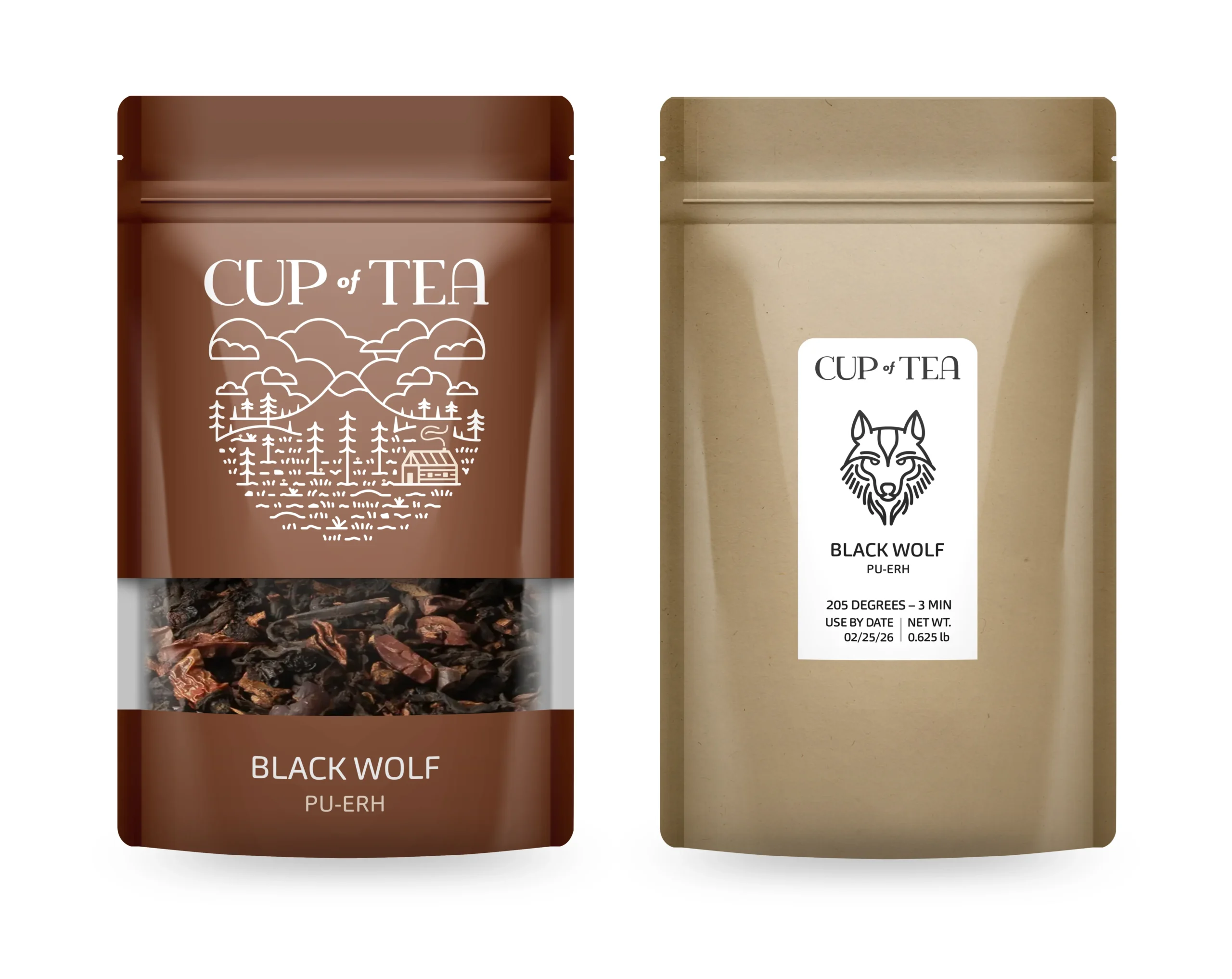 Cup of Tea Clackamas - Black Wolf Packaging - Mark Boehly - Graphicsbyte
