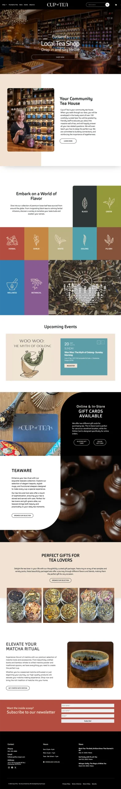 Cup of Tea Clackamas Homepage - Designed by Mark Boehly - Graphicsbyte