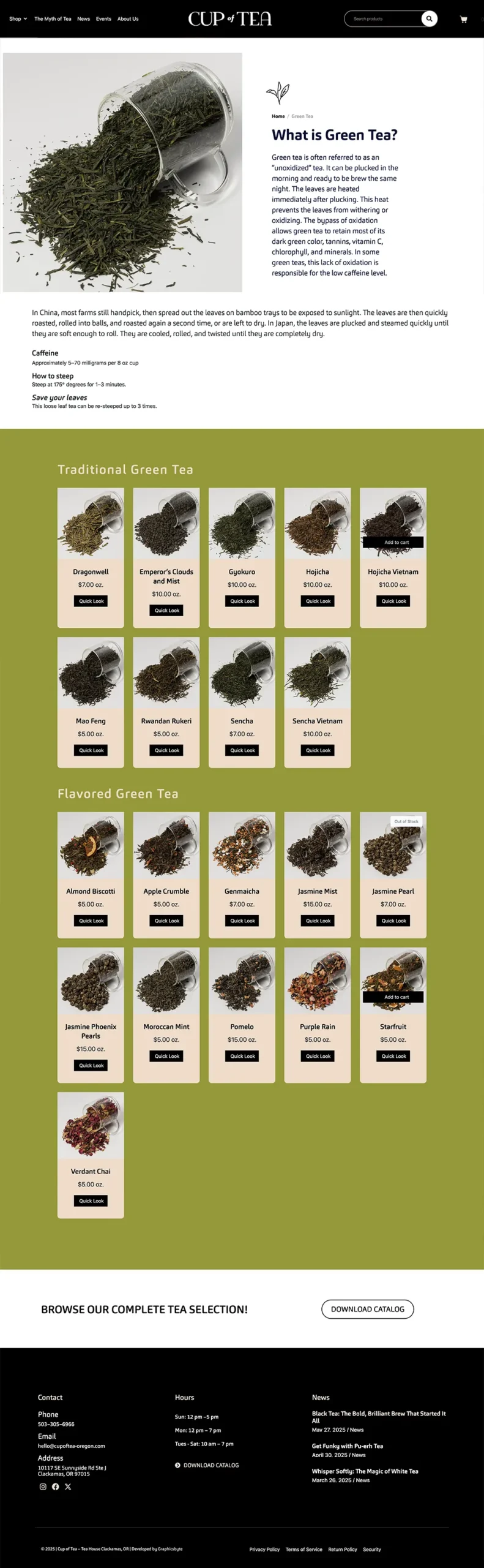 Green Tea Category - Cup of Tea Website - Graphicsbyte