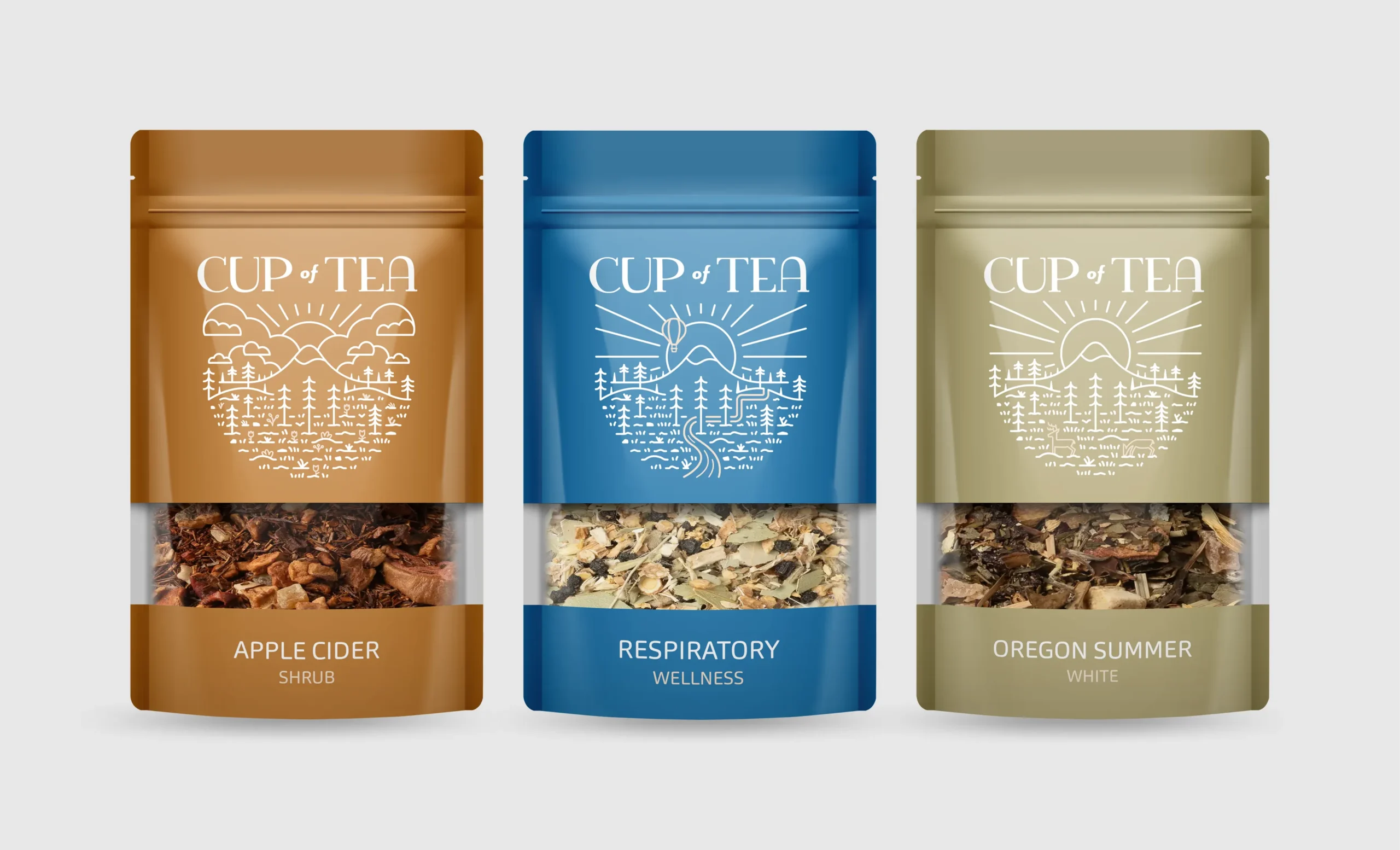 Shrub, Wellness & White - Cup of Tea Packaging - Graphicsbyte