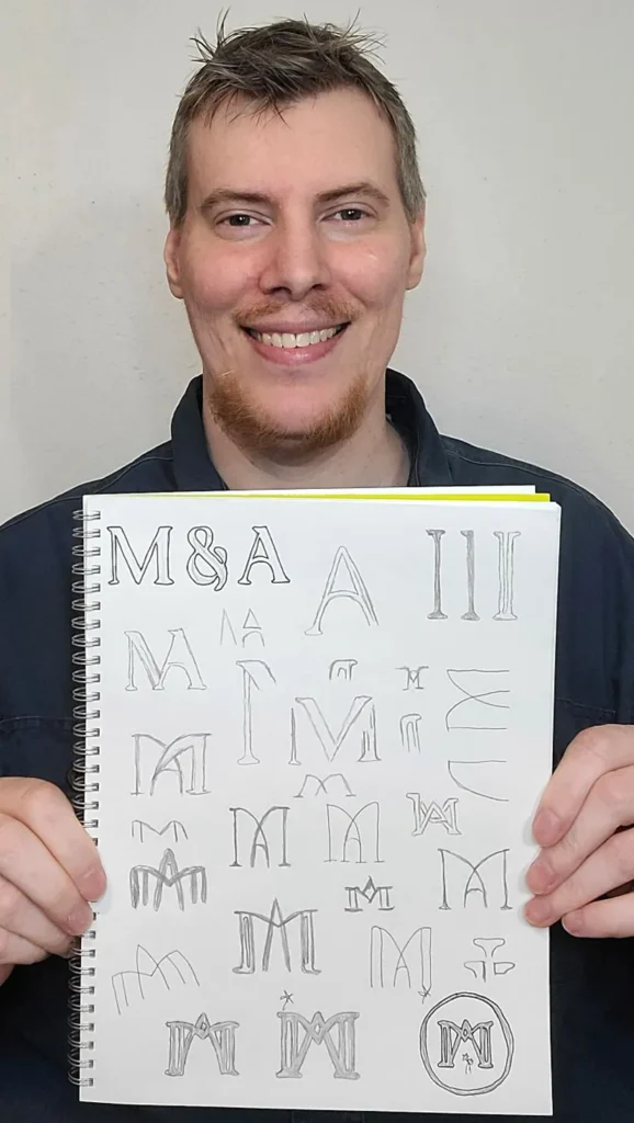 Mark Boehly Graphicsbyte Founder & Creative Director showing MA Wedding Monogram process - LogoLounge 14