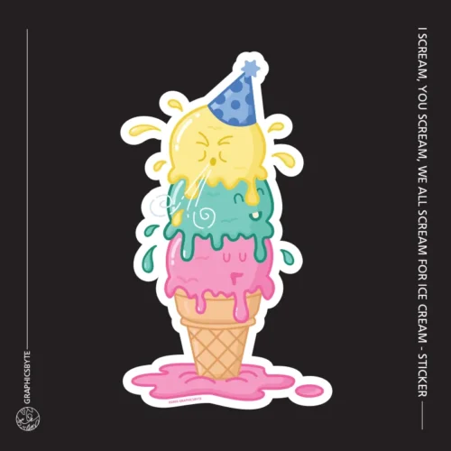 Ice Cream Sticker_I Scream You Scream We All Scream For Ice Cream - Illustrated by Mark Boehly - Graphicsbyte