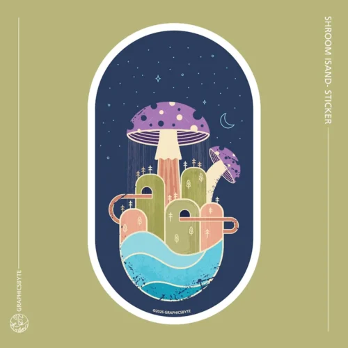 Mushroom Sticker - Shroom Island - Illustrated by Mark Boehly - Graphicsbyte