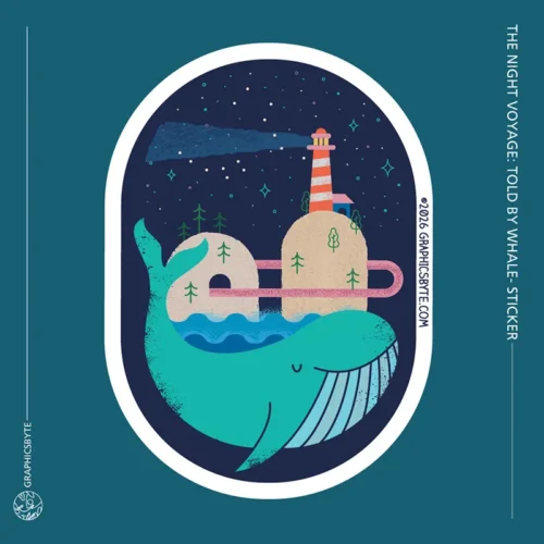 Whale Sticker - The Night Voyage - Illustrated by Mark Boehly - Graphicsbyte