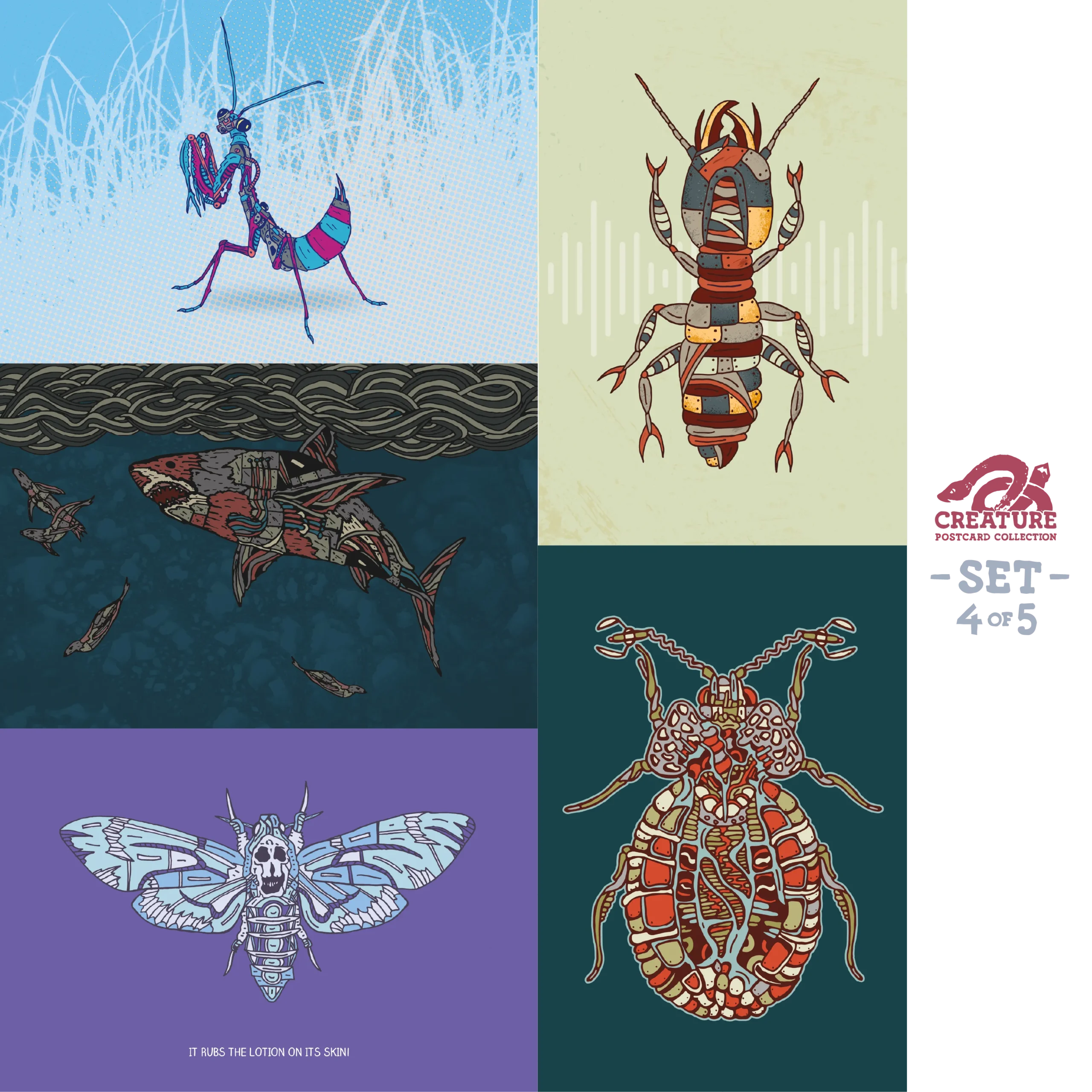 Set 4 - Creature Postcard Collection - Graphicsbyte