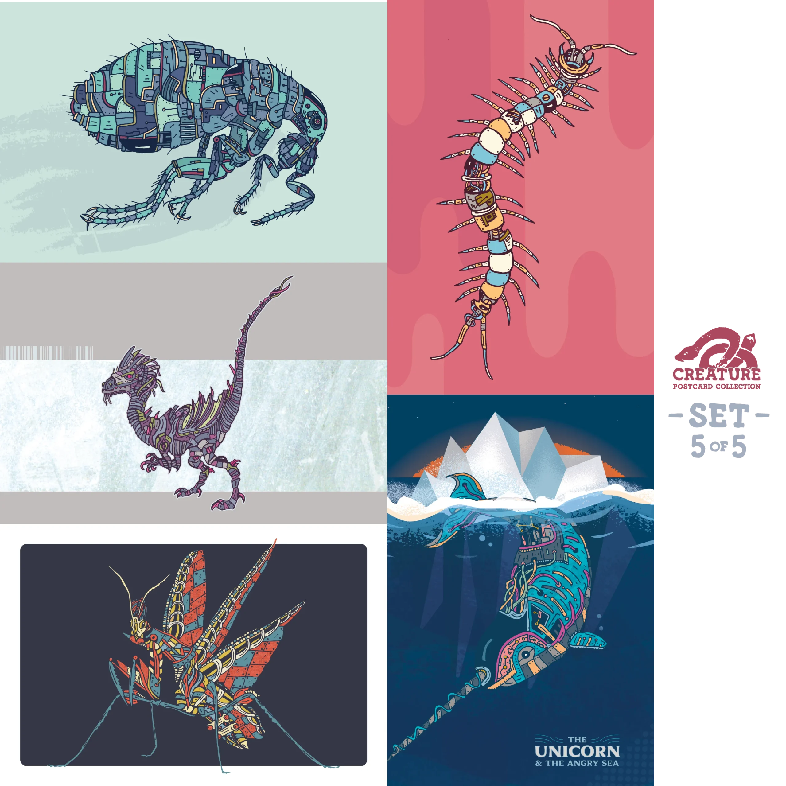 Set 5 - Creature Postcard Collection - Graphicsbyte