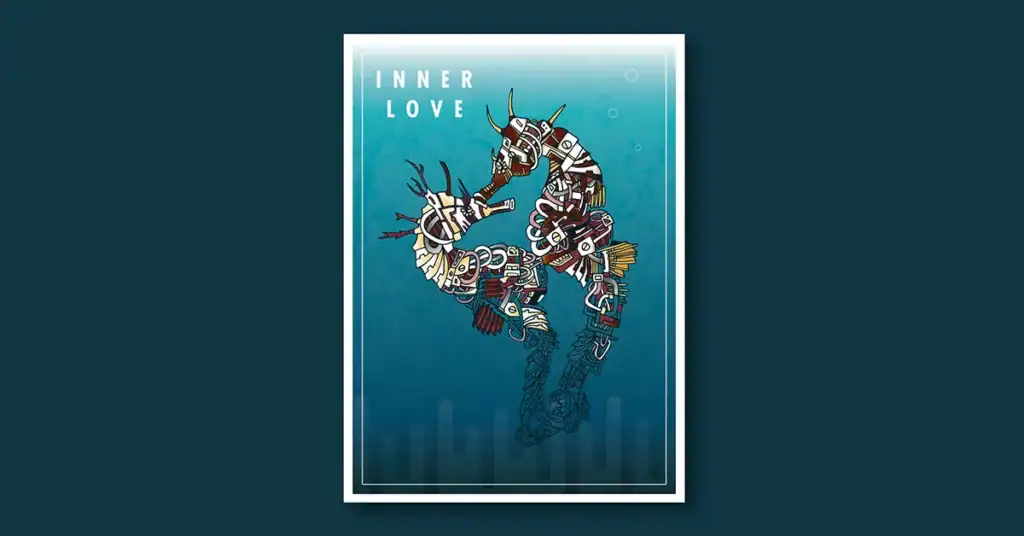 Monoline Illustration - Inner Love Seahorse by Mark Boehly - Graphicsbyte