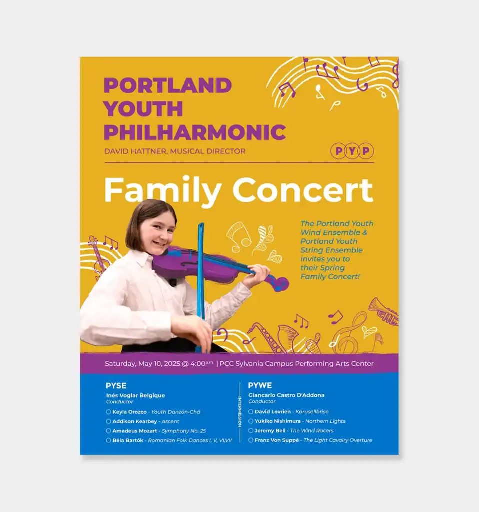 Family Concert 8.5x11 Flyer - Portland Youth Philharmonic-Graphicsbyte