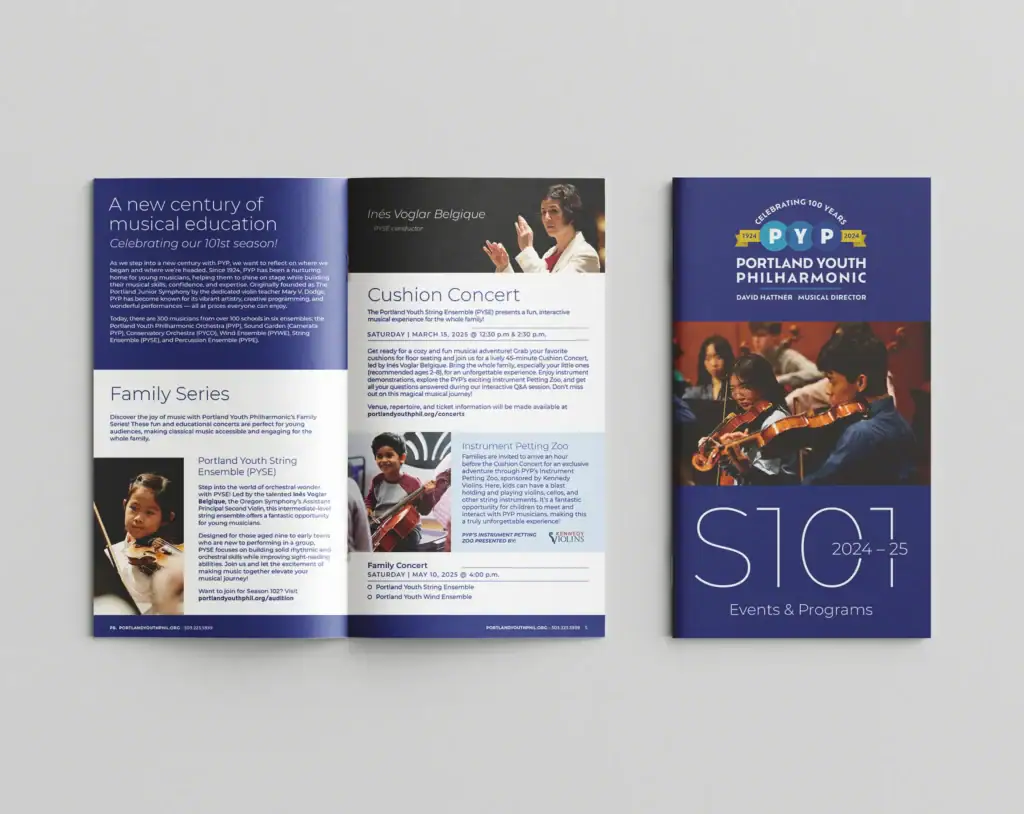 S101 Events & Programs Mailer - Portland Youth Philharmonic - Graphicsbyte