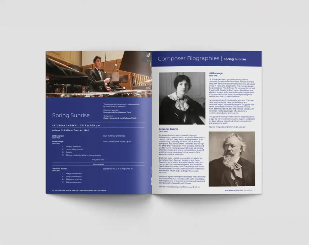 S101 Program Book Spread Portland Youth Philharmonic Graphicsbyte
