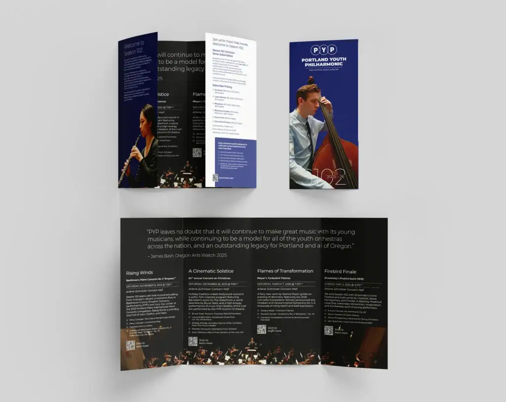 S102 Quadfold Mailer - Portland Youth Philharmonic - Graphicsbyte